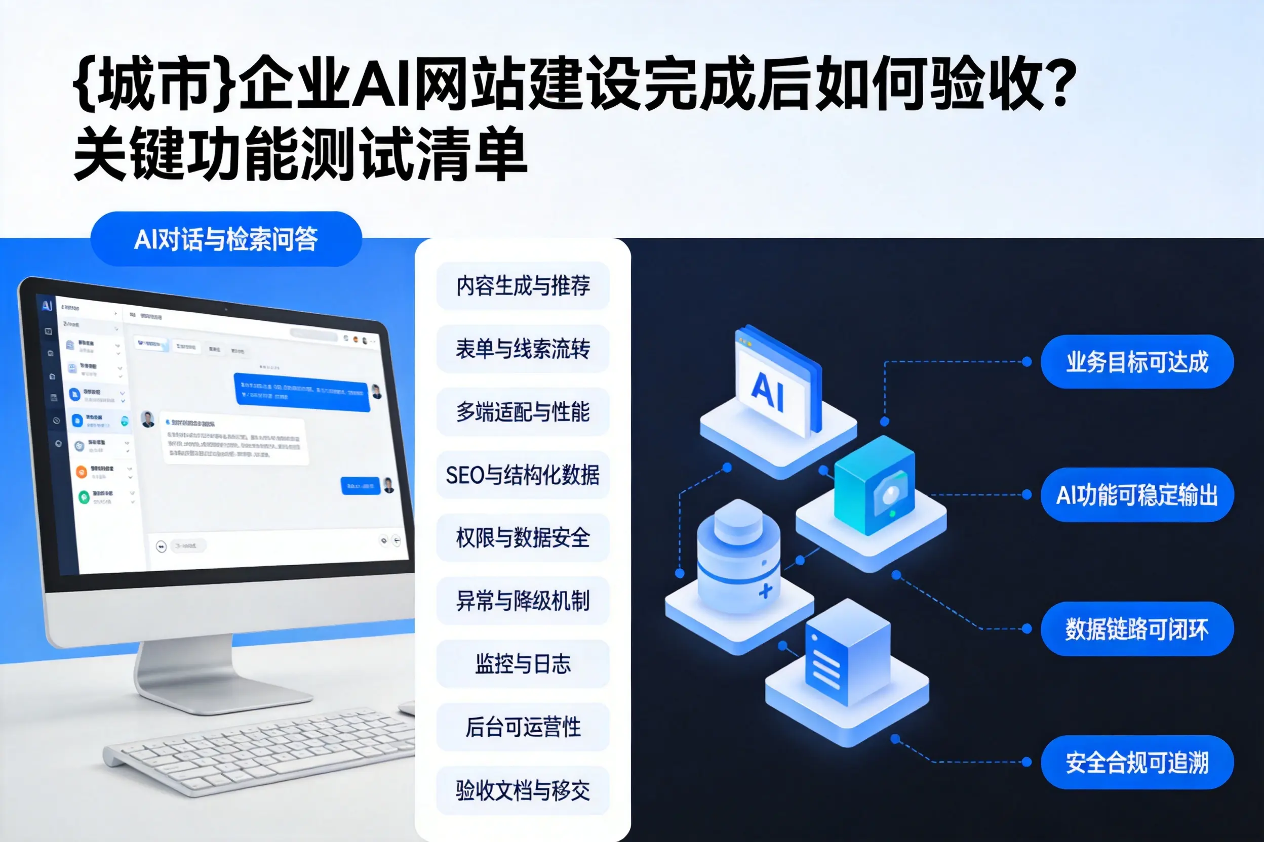 汉中企业AI网站建设完成后如何验收？关键功能测试清单