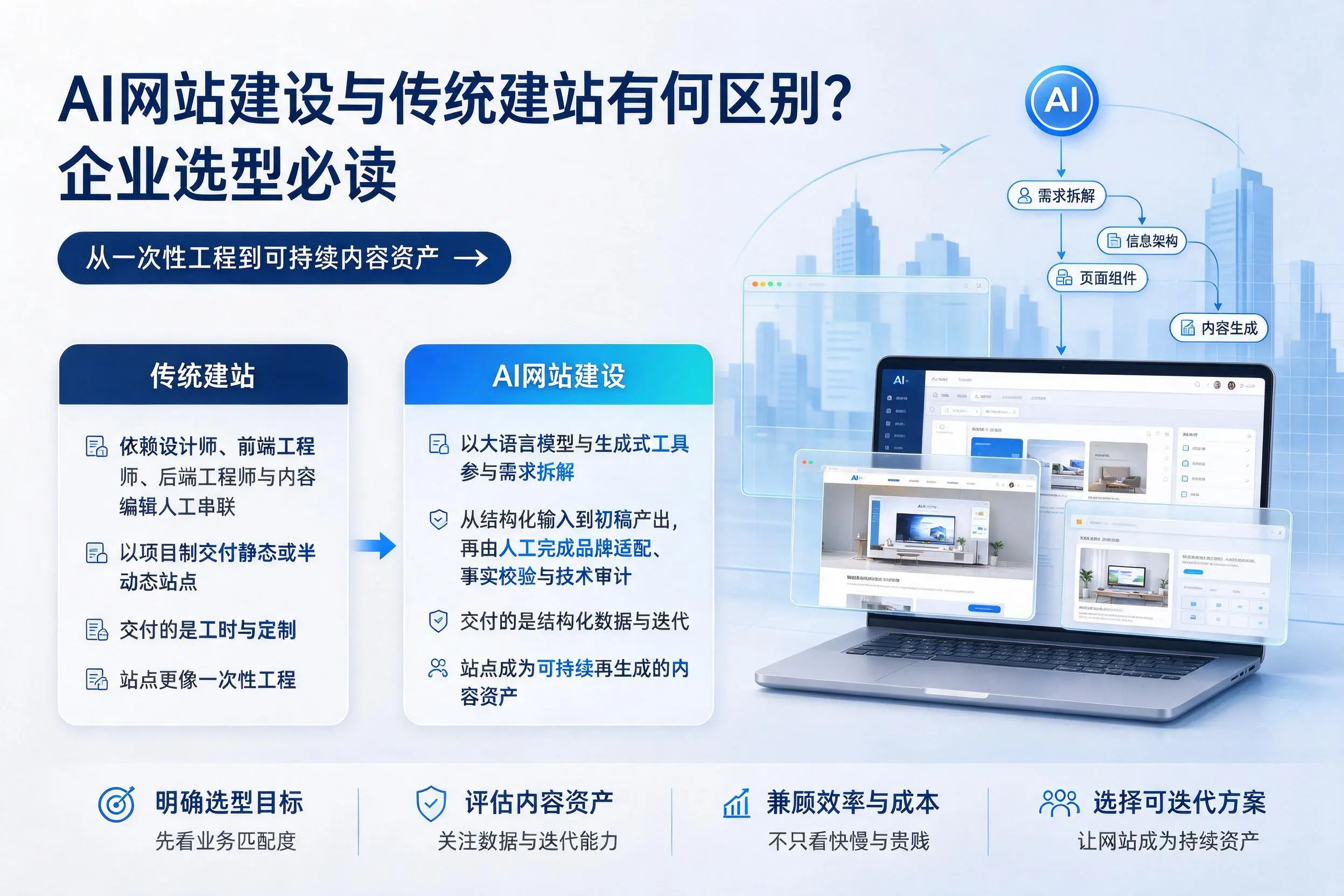AI网站建设与传统建站有何区别？汉中企业选型必读