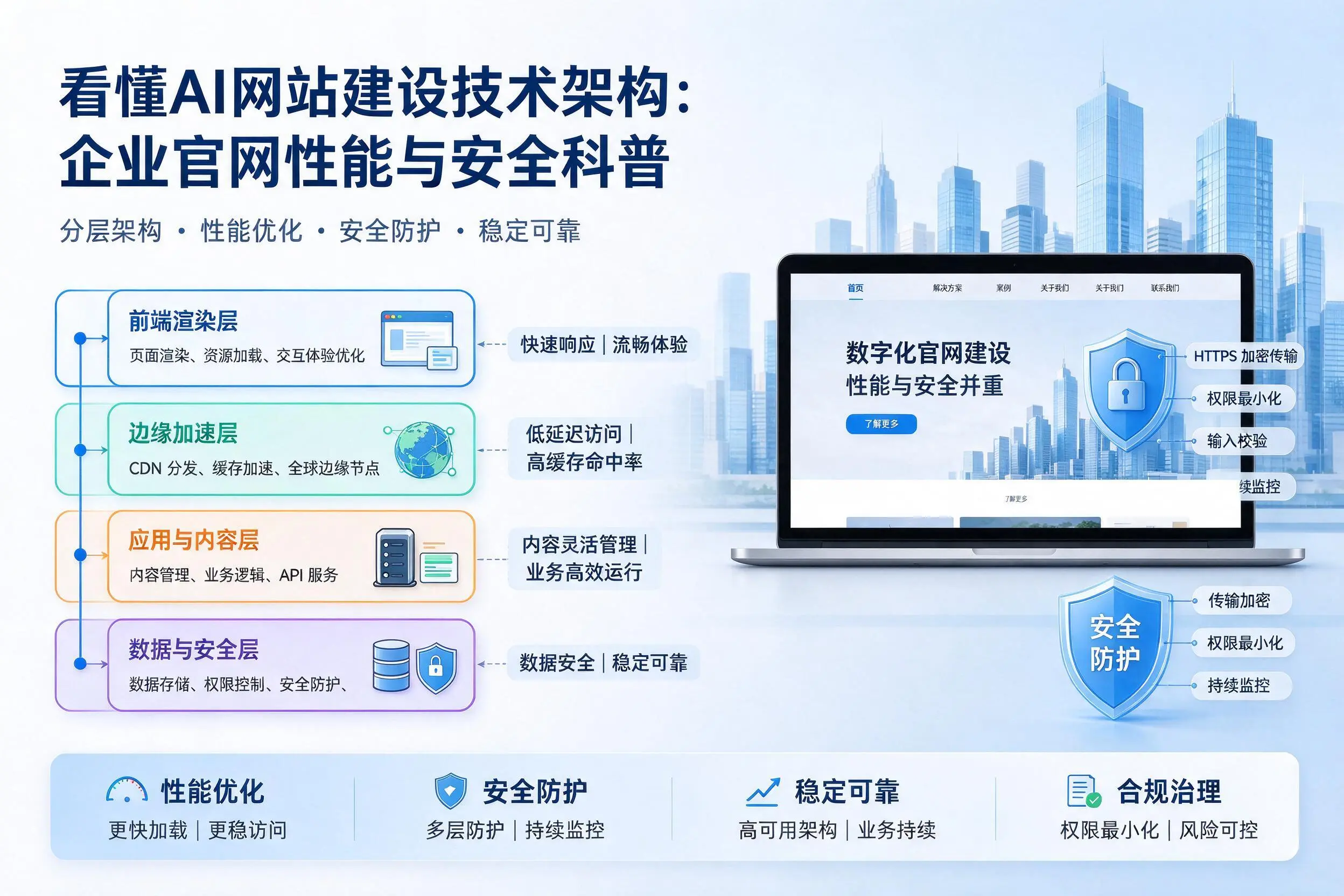 看懂AI网站建设技术架构：汉中企业官网性能与安全科普