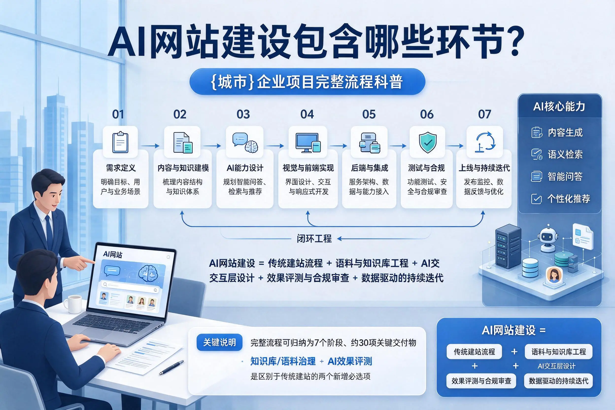 AI网站建设包含哪些环节？汉中企业项目完整流程科普