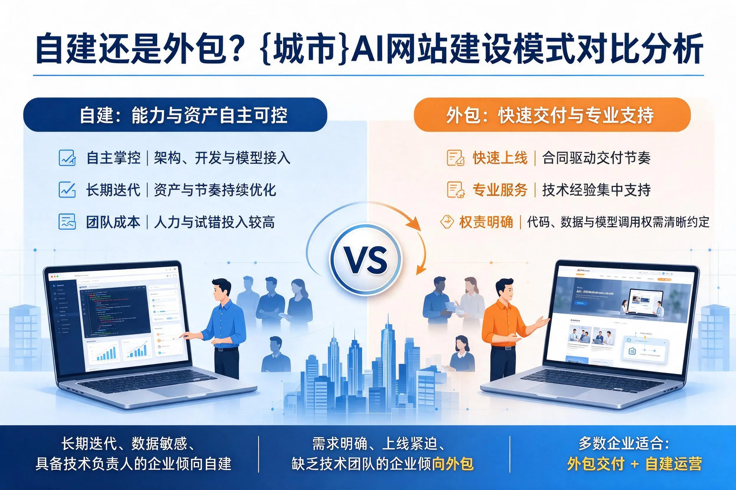 自建还是外包?汉中AI网站建设模式对比分析