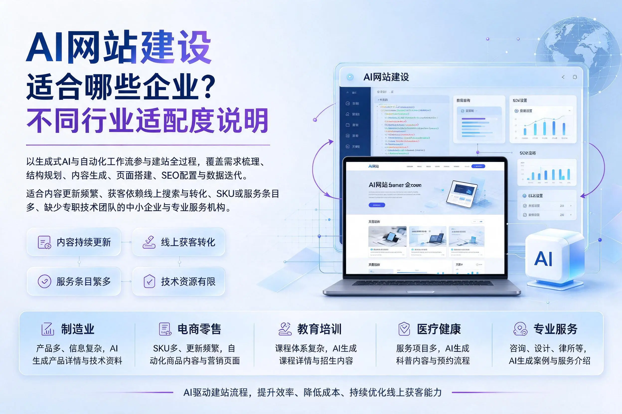 AI网站建设适合哪些企业？汉中不同行业适配度说明